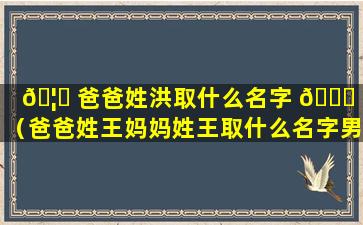 🦁 爸爸姓洪取什么名字 🍀 好（爸爸姓王妈妈姓王取什么名字男名）